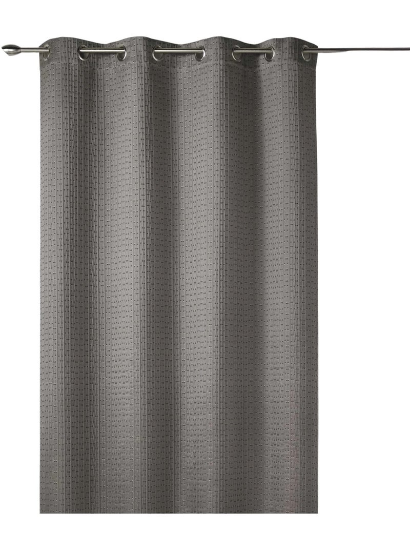 Dikke, lichtdoorlatende gordijnstof in effen jacquard met reliëf Taupe - Kiabi