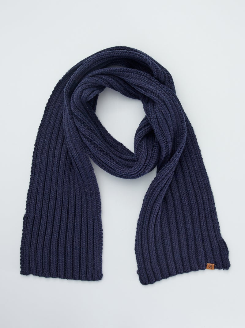 Dikke sjaal van ribstof marineblauw - Kiabi