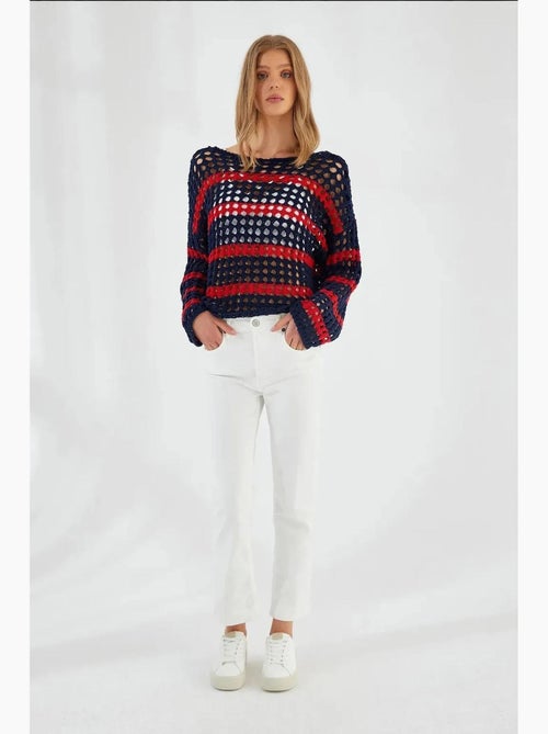 Dikke sweater van grofgebreide stof met strepen en oversized pasvorm mixray - Kiabi
