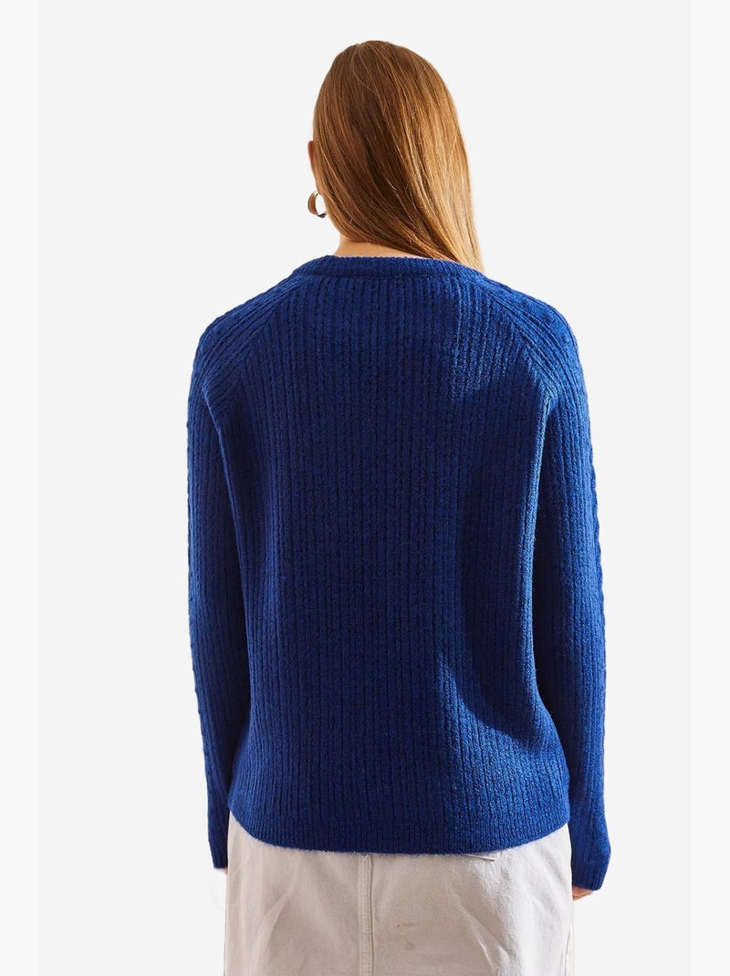 Dikke trui met patroon en ronde hals lucci Electrisch blauw - Kiabi