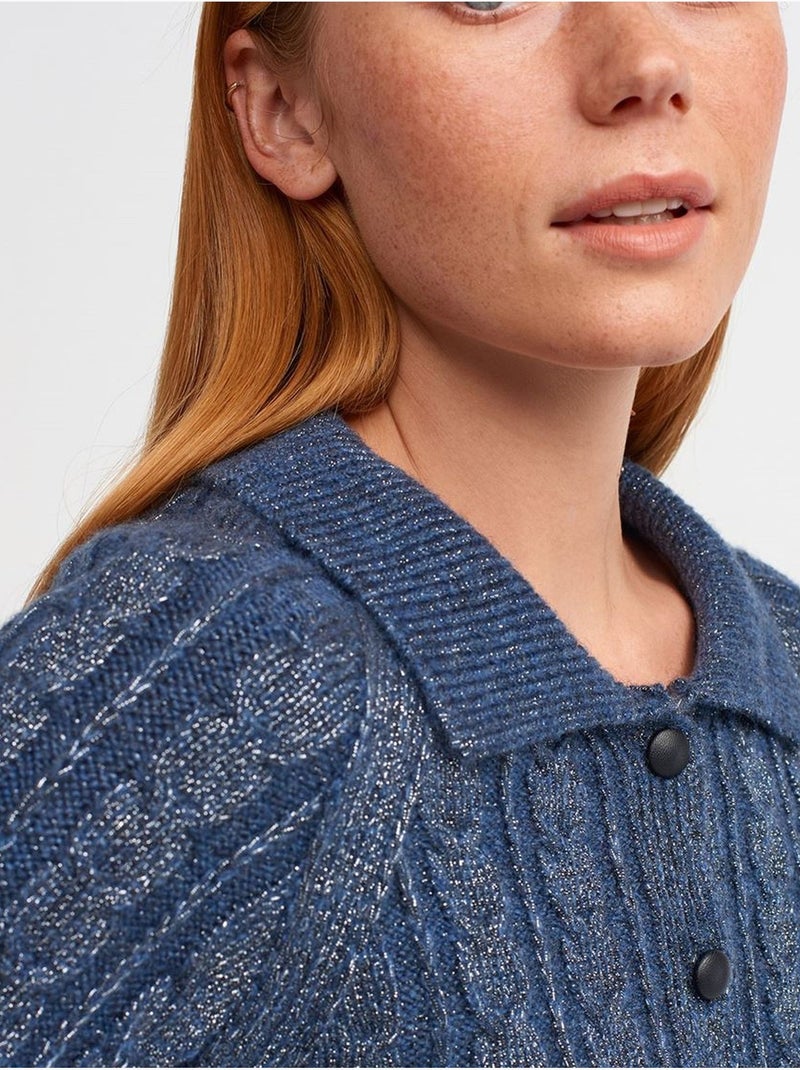 DILVIN Cardigan Court À Torsades Et Boutons Bleu marine - Kiabi