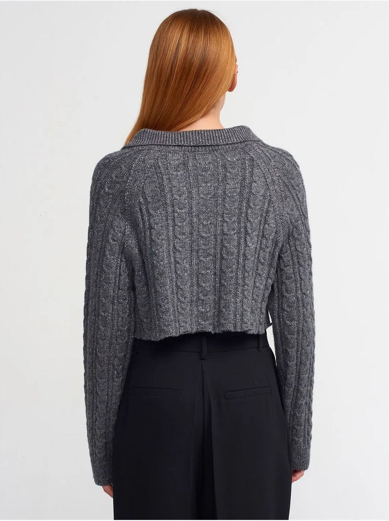 DILVIN Cardigan Court À Torsades Et Boutons gris anthracite - Kiabi