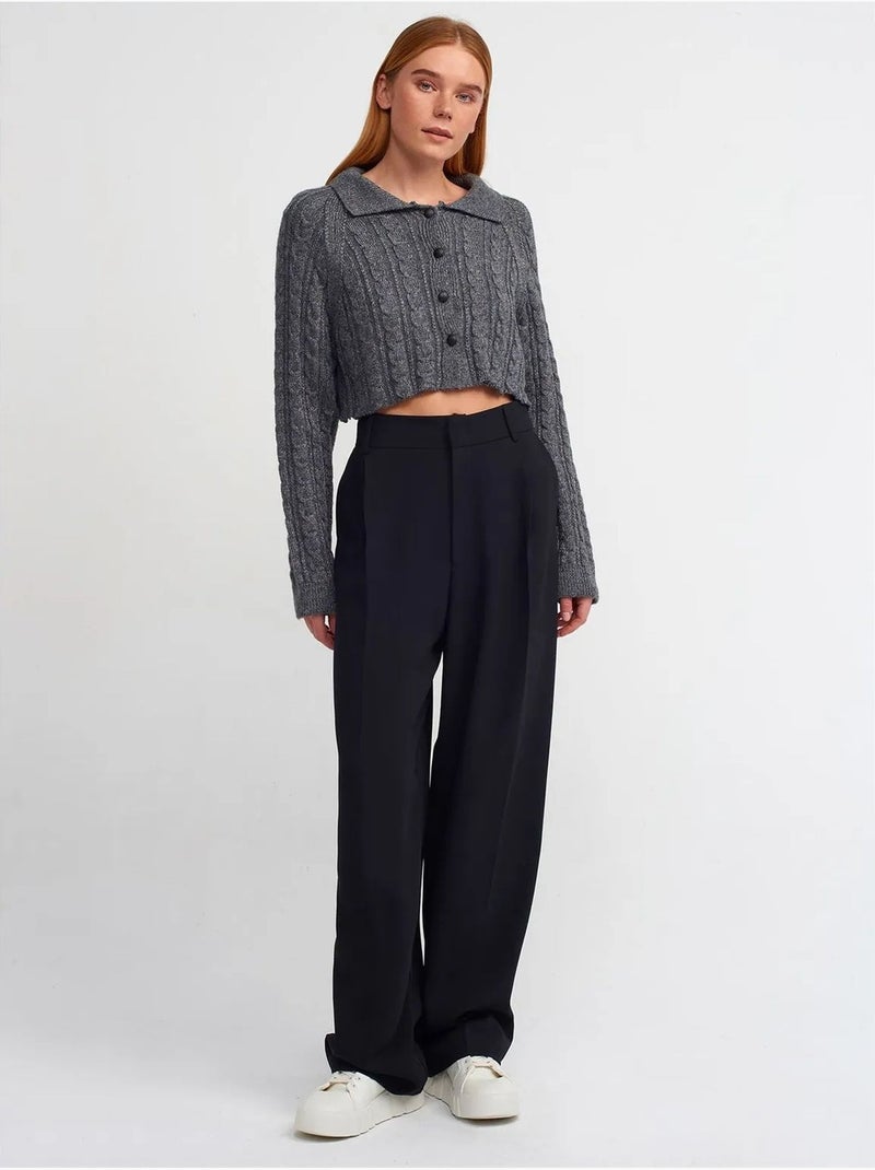 DILVIN Cardigan Court À Torsades Et Boutons gris anthracite - Kiabi