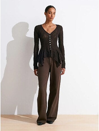 DILVIN Cardigan En Dentelle À Col V Et Boutons