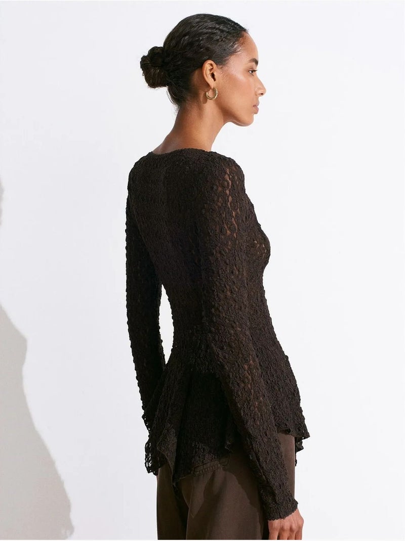 DILVIN Cardigan En Dentelle À Col V Et Boutons gris anthracite - Kiabi