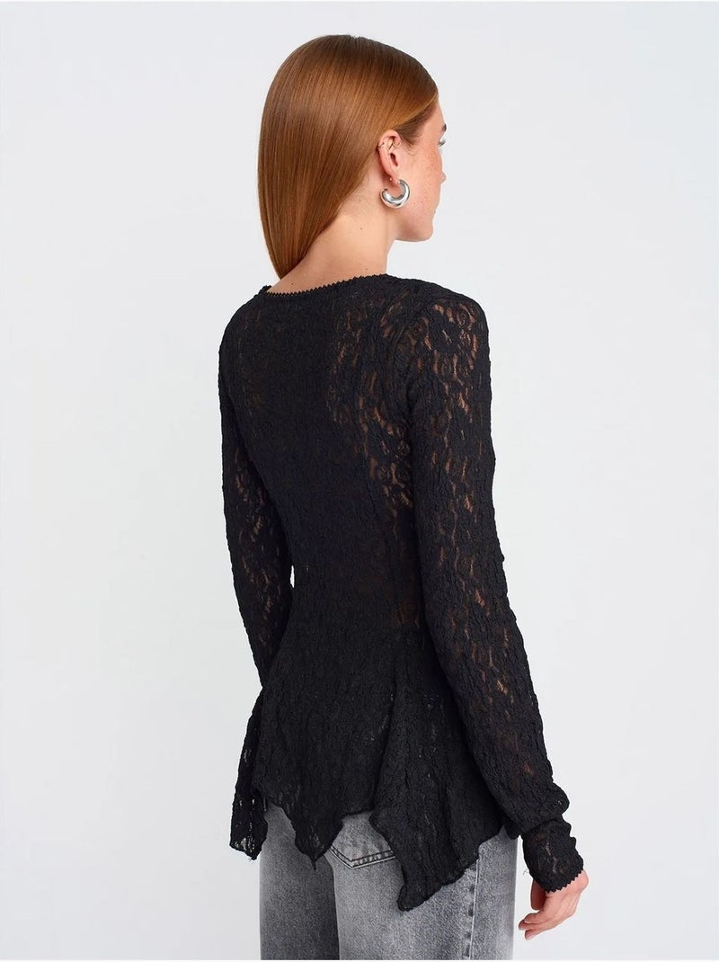 DILVIN Cardigan En Dentelle À Col V Et Boutons Noir - Kiabi