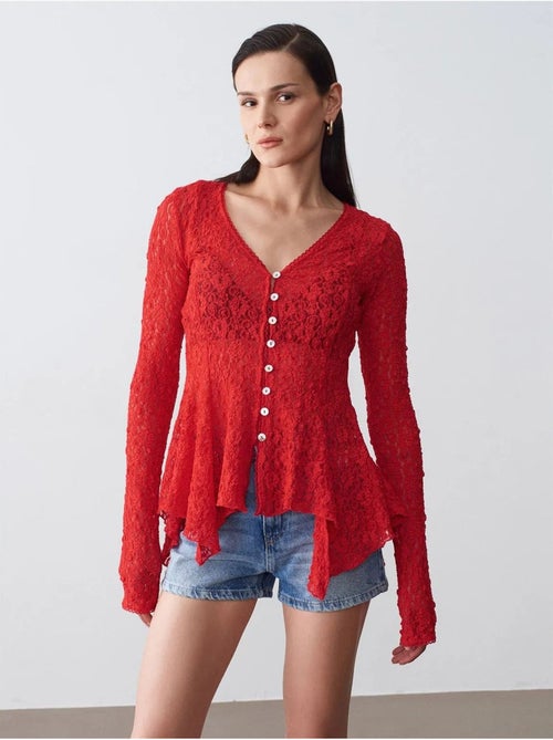 DILVIN Cardigan En Dentelle À Col V Et Boutons - Kiabi DILVIN Cardigan En Dentelle À Col V Et Boutons - Kiabi