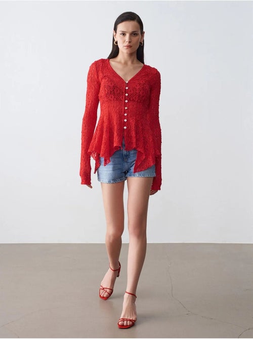 DILVIN Cardigan En Dentelle À Col V Et Boutons - Kiabi DILVIN Cardigan En Dentelle À Col V Et Boutons - Kiabi