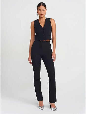 DILVIN Gilet Court Femme En Crêpe