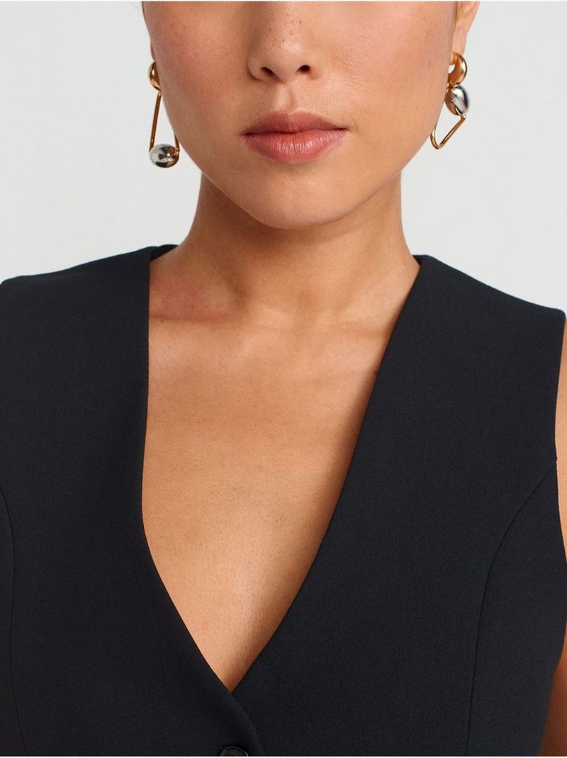 DILVIN Gilet Court Femme En Crêpe Noir - Kiabi
