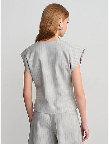 DILVIN Gilet Tissé Rayé À Col V