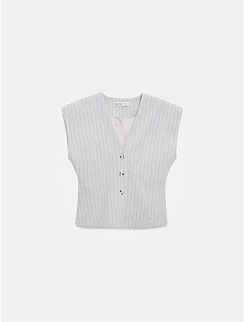 DILVIN Gilet Tissé Rayé À Col V