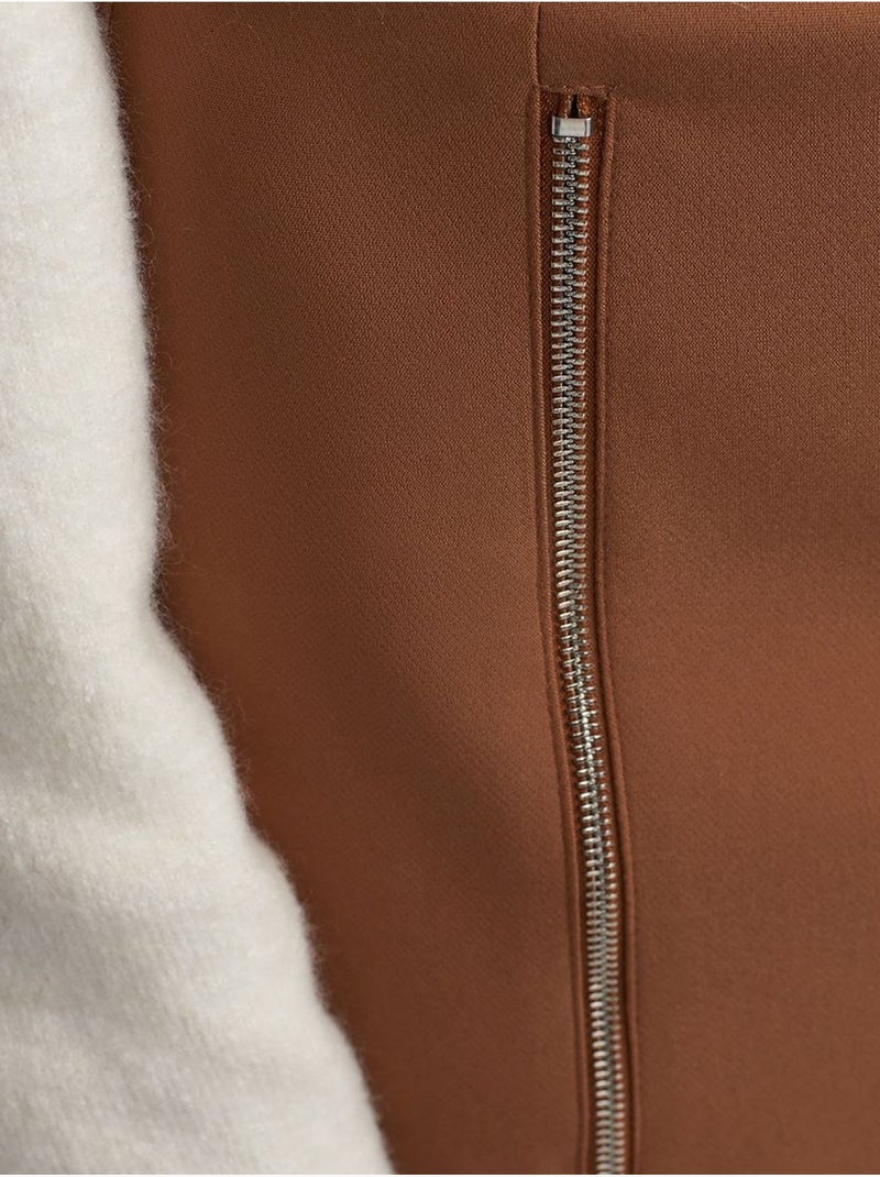 DILVIN Jupe Mini Droite À Fermeture Zippée Camel - Kiabi
