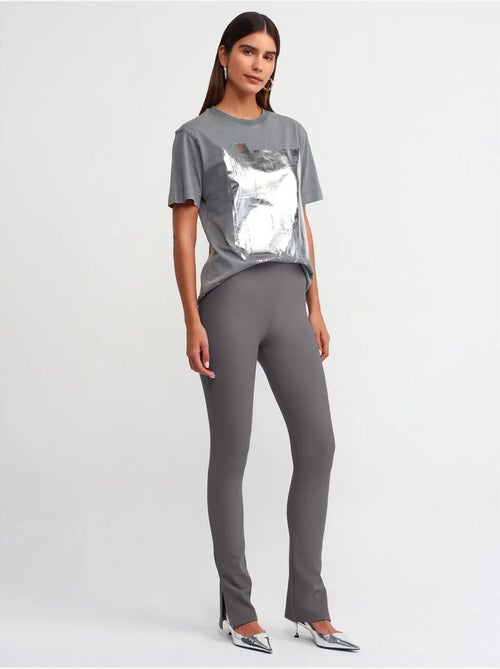 DILVIN Legging Évasé Taille Haute Avec Fente - Kiabi DILVIN Legging Évasé Taille Haute Avec Fente - Kiabi