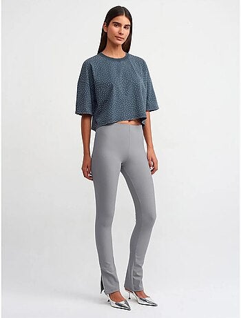 DILVIN Legging Évasé Taille Haute Avec Fente