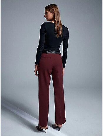 DILVIN Pantalon Droit Femme Effet Cuir