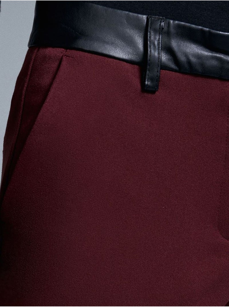 DILVIN Pantalon Droit Femme Effet Cuir Rouge bordeaux - Kiabi