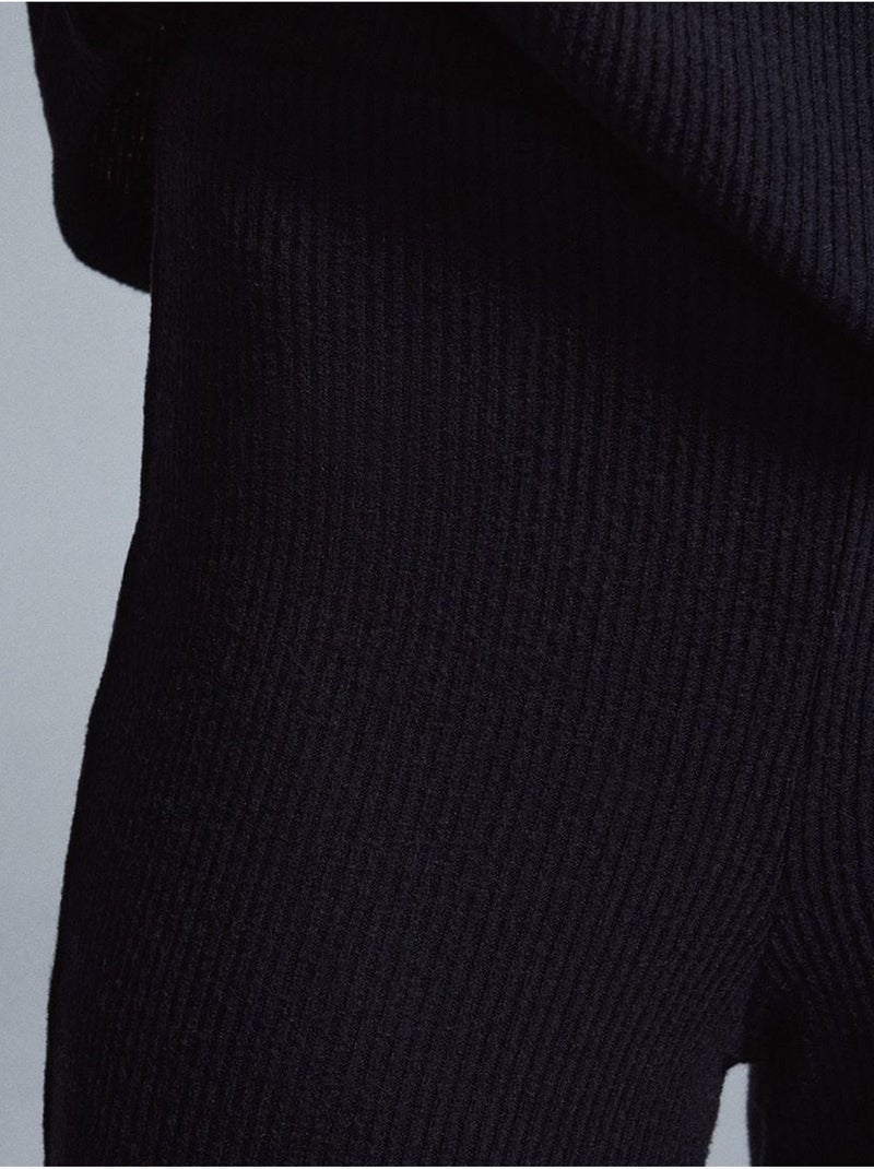 DILVIN Pantalon Évasé En Maille, Taille Haute Noir - Kiabi