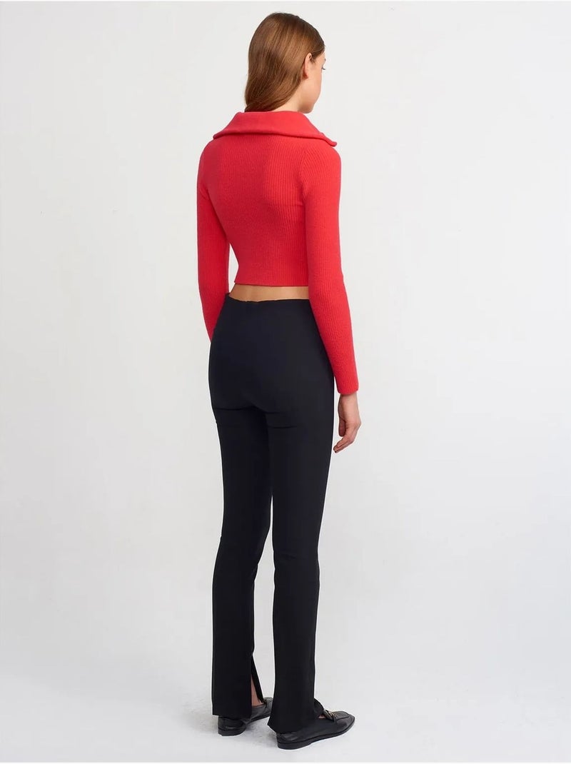 DILVIN Pantalon Évasé Taille Haute Avec Fente Noir - Kiabi