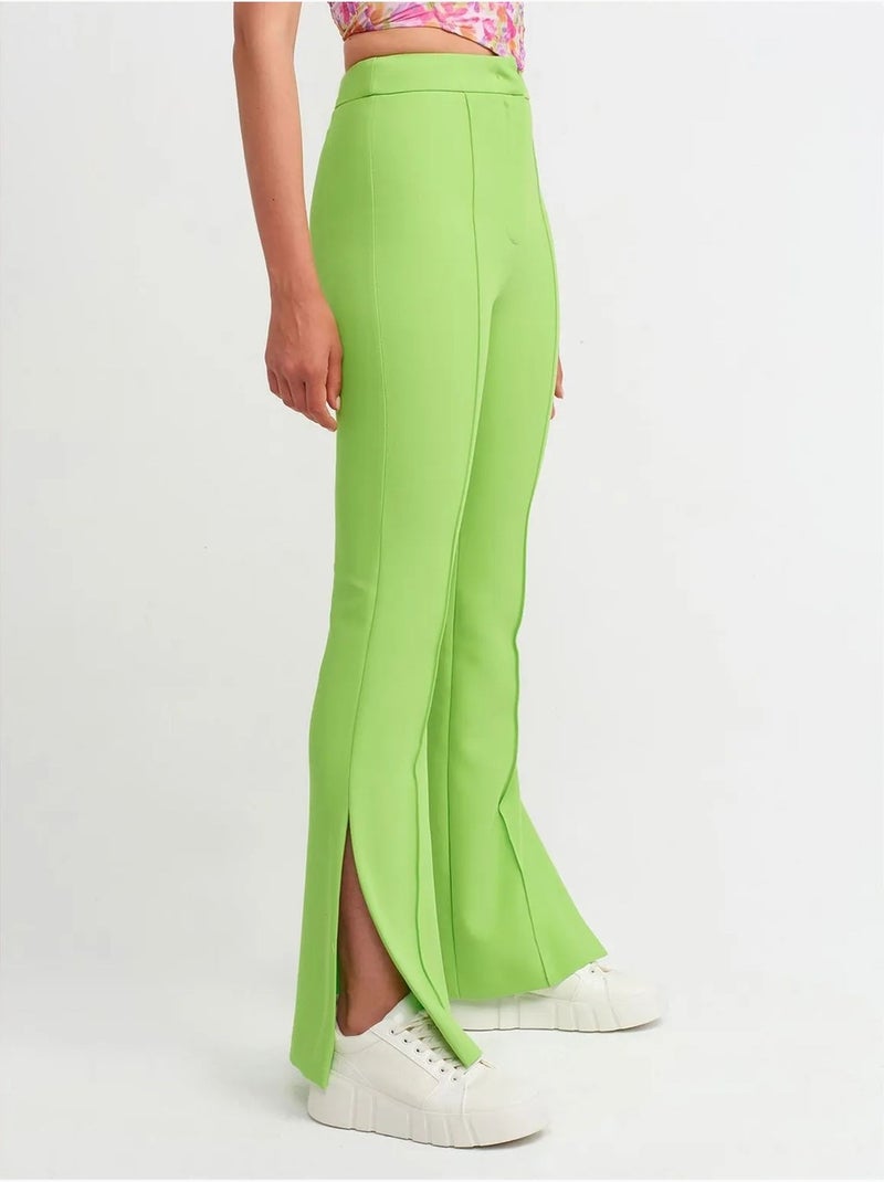 DILVIN Pantalon Évasé Taille Haute Avec Fente Vert tilleul - Kiabi