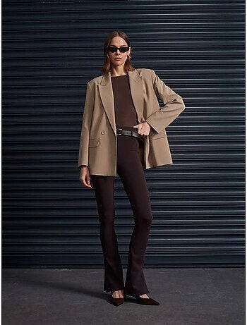 DILVIN Pantalon Flare Ajusté Avec Ceinture
