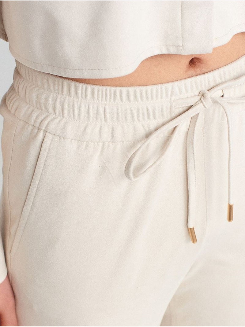 DILVIN Pantalon Jogger Effet Daim Crème - Kiabi