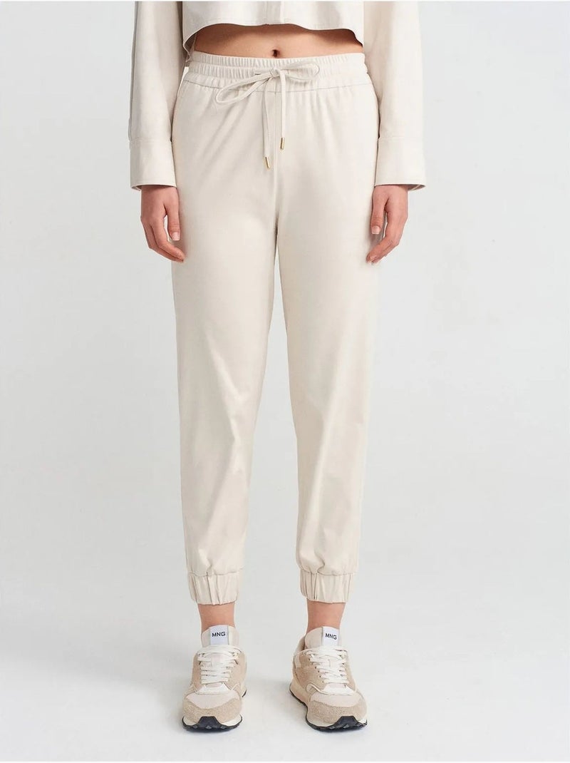 DILVIN Pantalon Jogger Effet Daim Crème - Kiabi