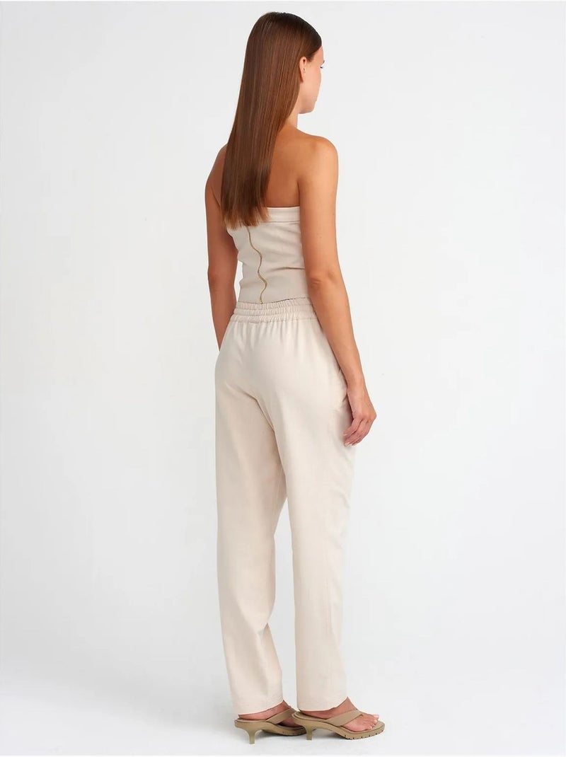 DILVIN Pantalon Jogger Femme En Mélange De Lin Crème - Kiabi