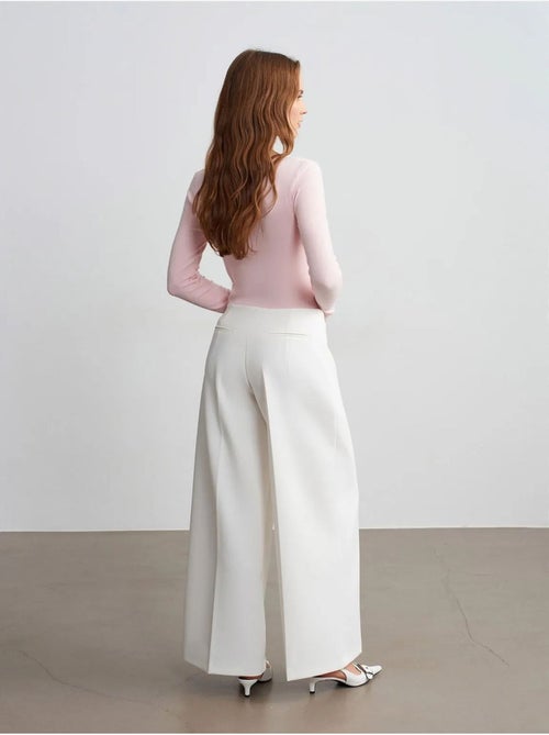 DILVIN Pantalon Large En Crêpe À Taille Haute - Kiabi DILVIN Pantalon Large En Crêpe À Taille Haute - Kiabi