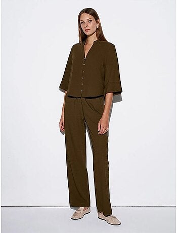 DILVIN Pantalon Large En Crêpe Pour Femme
