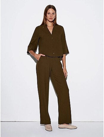 DILVIN Pantalon Large En Crêpe Pour Femme