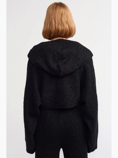 DILVIN Pull Court Oversize À Capuche Et Maille Torsadée - Kiabi
