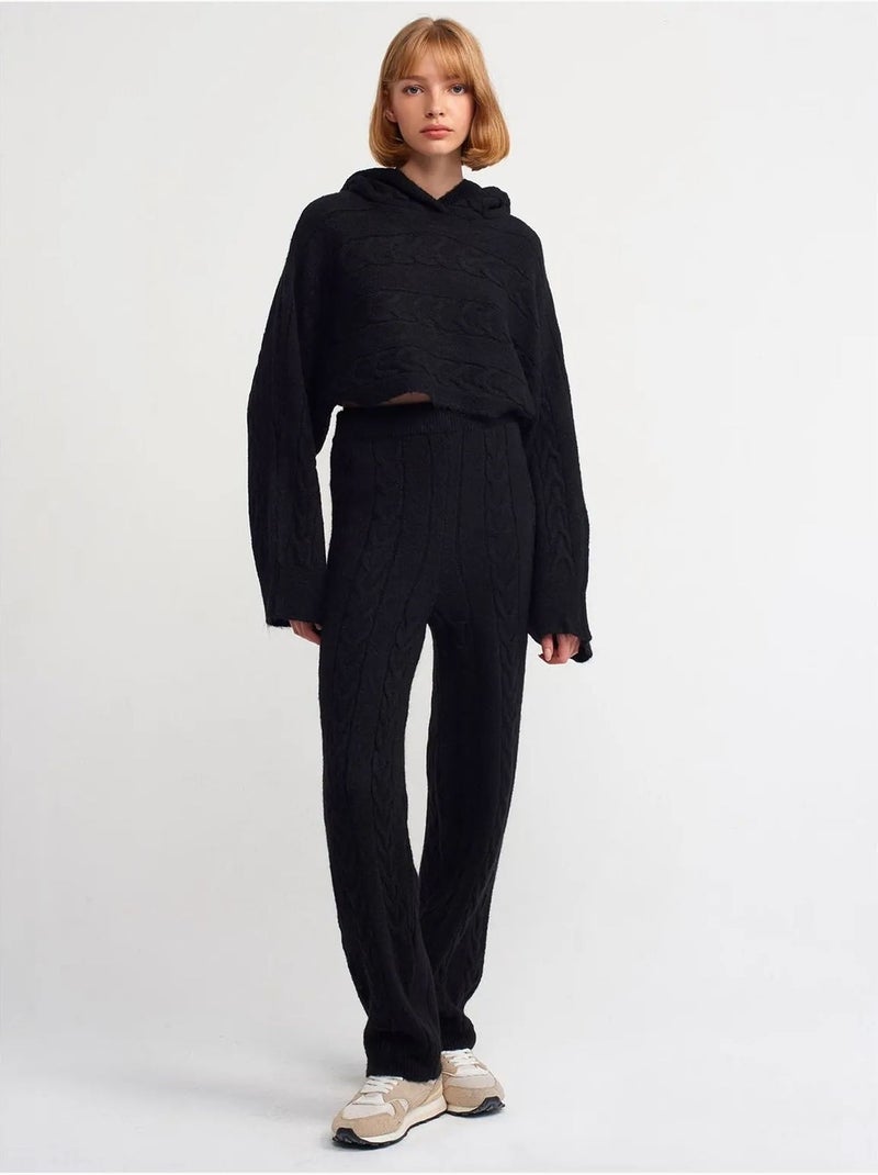 DILVIN Pull Court Oversize À Capuche Et Maille Torsadée Noir - Kiabi