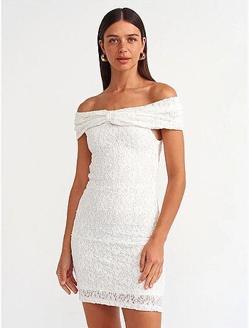 DILVIN Robe Courte Moulante En Dentelle