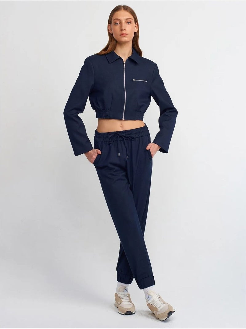 DILVIN Veste Bomber Courte En Crêpe Bleu marine - Kiabi