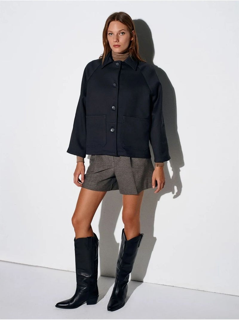 DILVIN Veste Oversize Tissée Effet Peluche, Boutonnée Noir - Kiabi