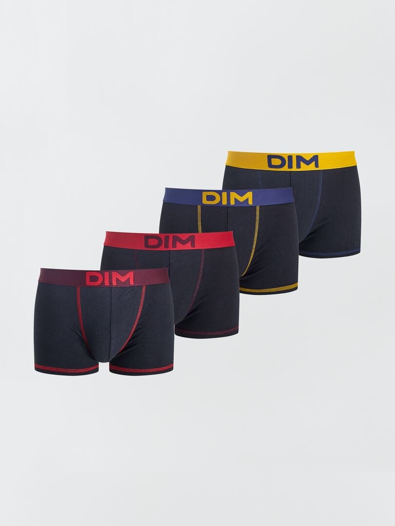 'DIM'-boxershort van stretchkatoen - 4 stuks zwart - Kiabi