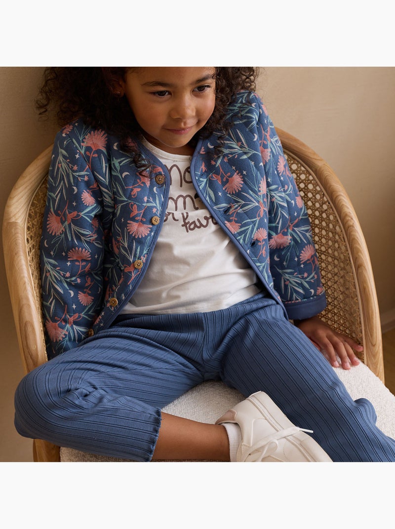 Dina gewatteerde katoenen kinderjas Blauw - Kiabi