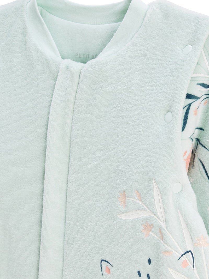 Dina TOG2 velours slaapzak met oprolbare voeten en afneembare hoezen Blauw - Kiabi