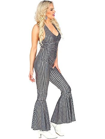 Disco-kostuum uit de jaren 70: geruite jumpsuit