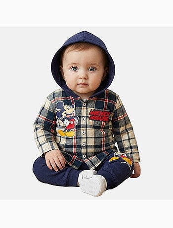 Disney - Baby jongen set geruit overhemd met capuchon en broek personage