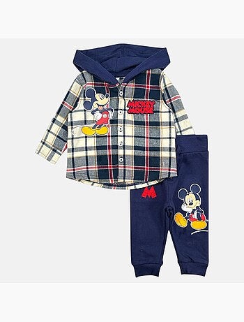 Disney - Baby jongen set geruit overhemd met capuchon en broek personage