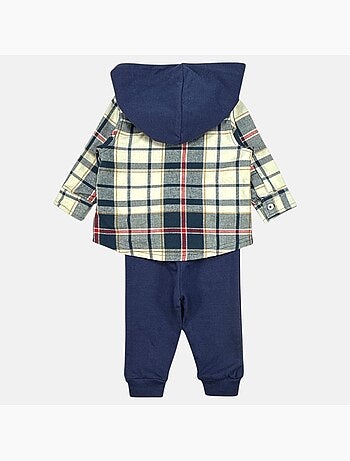 Disney - Baby jongen set geruit overhemd met capuchon en broek personage