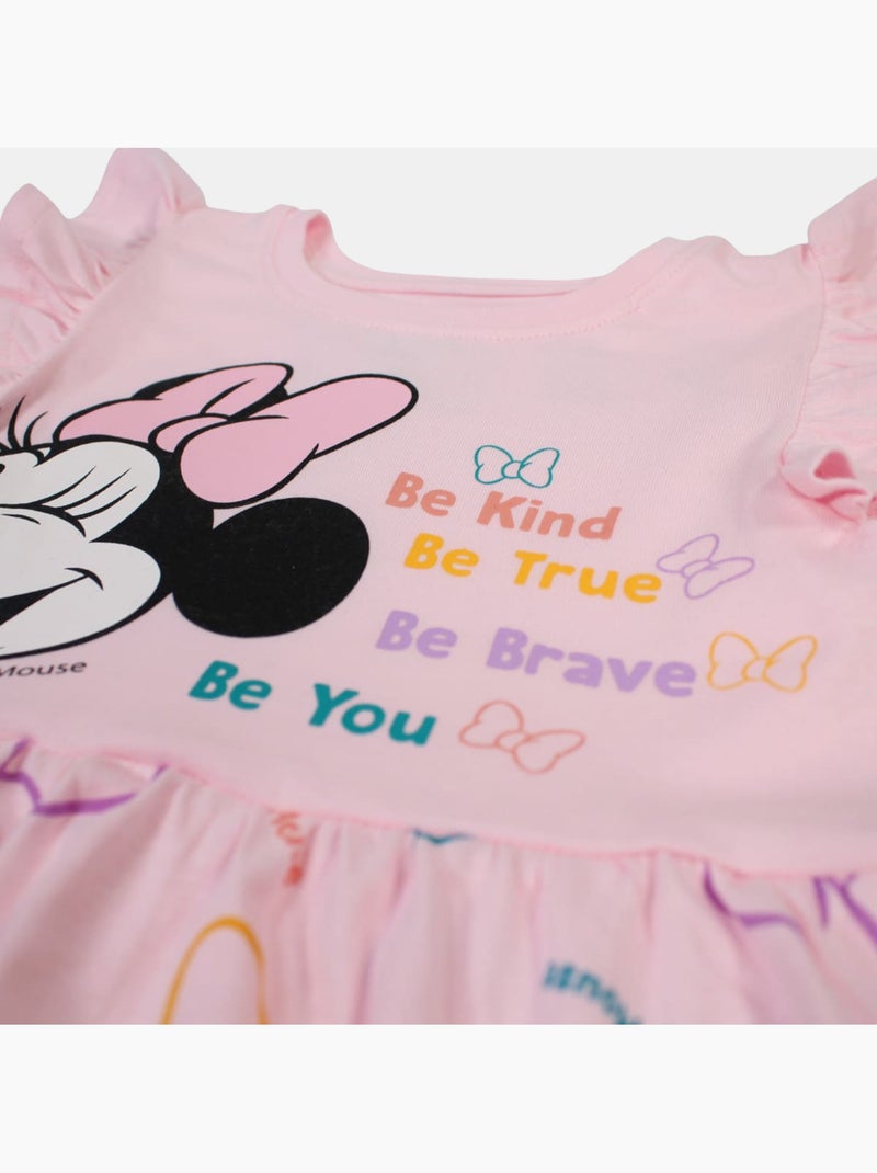 Disney - Baby meisje jurk roze met ruches personage Roze - Kiabi