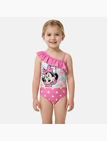 Disney - Badpak meisje asymmetrisch roze met stippen personage
