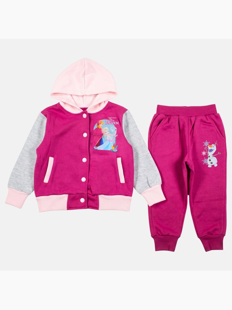 Disney - ensemble veste teddy boutonnée et pantalon de jogging, finitions bord-côte Violet - Kiabi