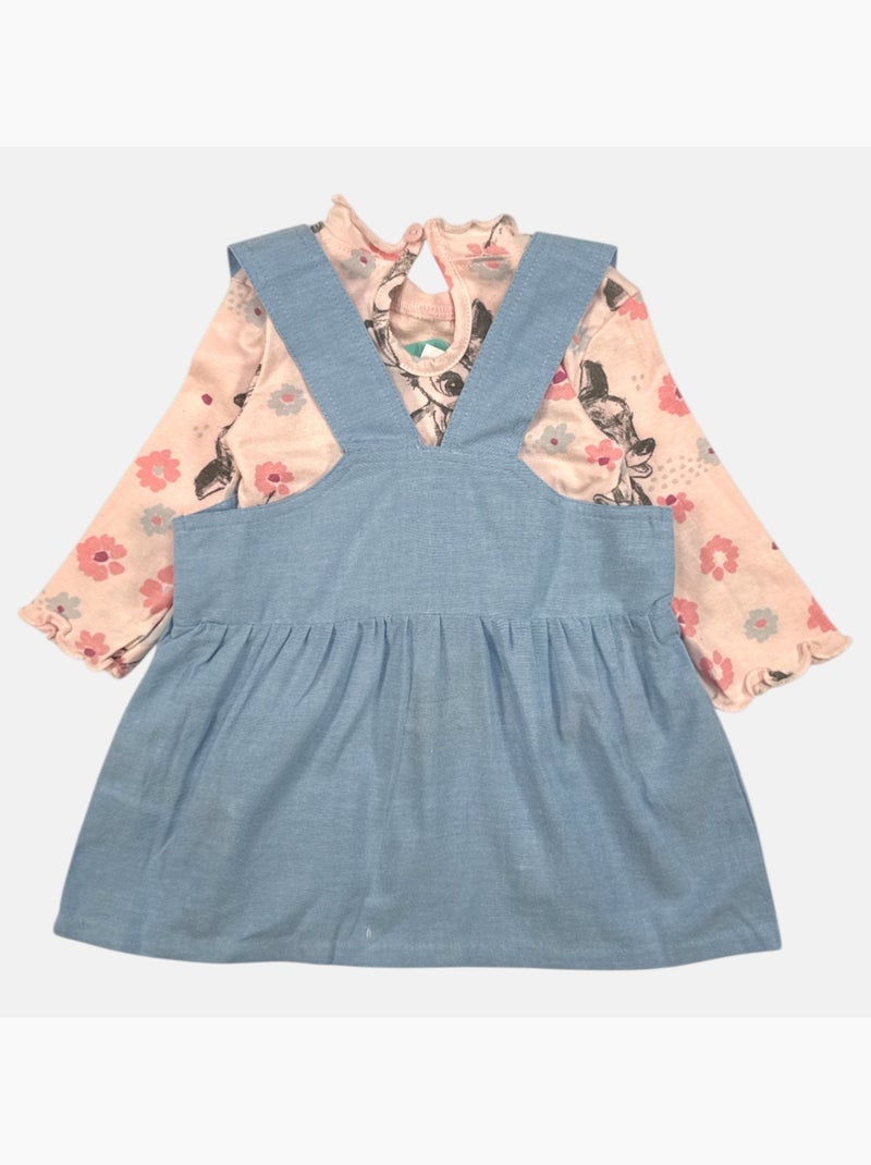 Disney - Jeans salopette jurk met lange mouwen t-shirt Roze - Kiabi
