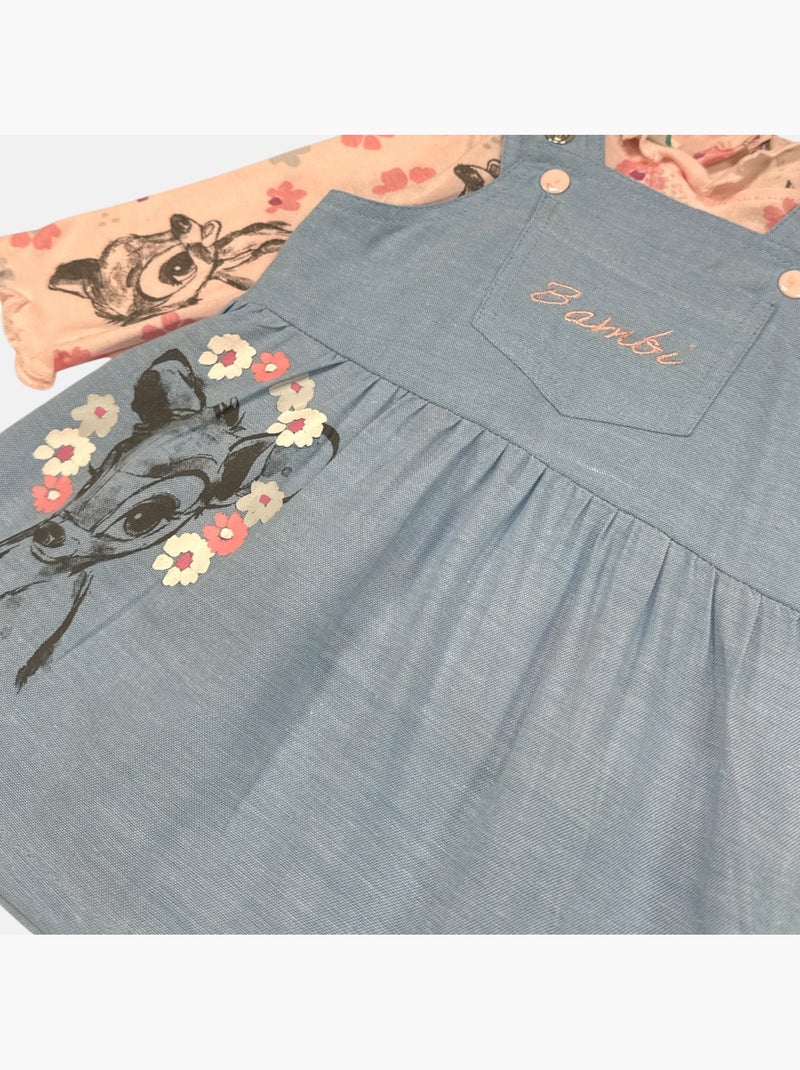 Disney - Jeans salopette jurk met lange mouwen t-shirt Roze - Kiabi
