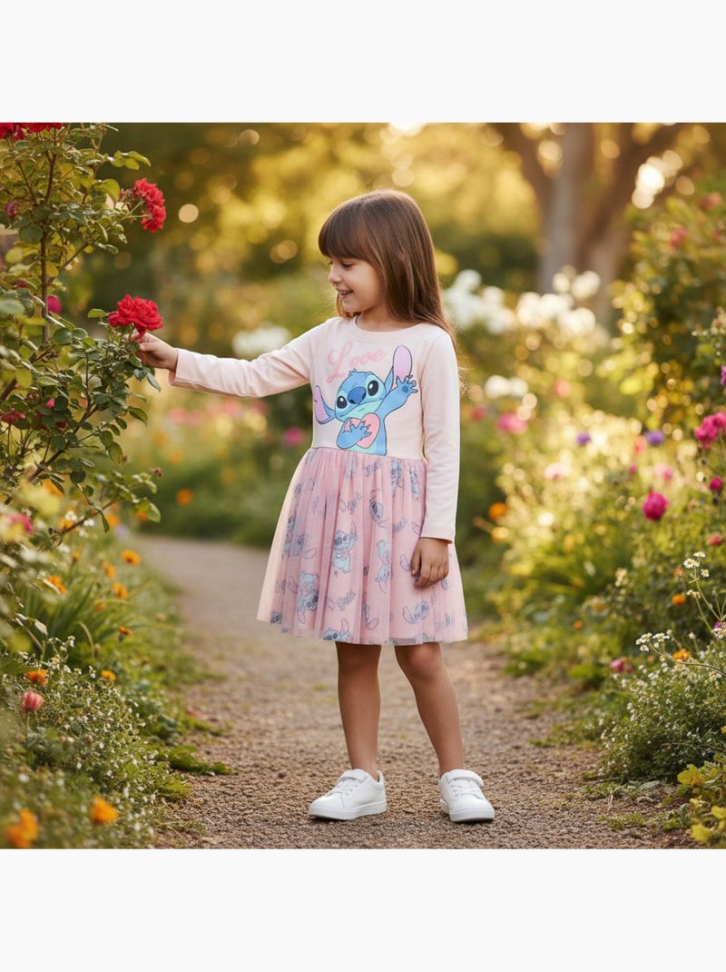 Disney - Jurk met lange mouwen en tule en patronen Roze - Kiabi