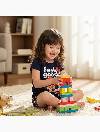 Disney - Kind set T-shirt blauw en blauwe short met stippen personage